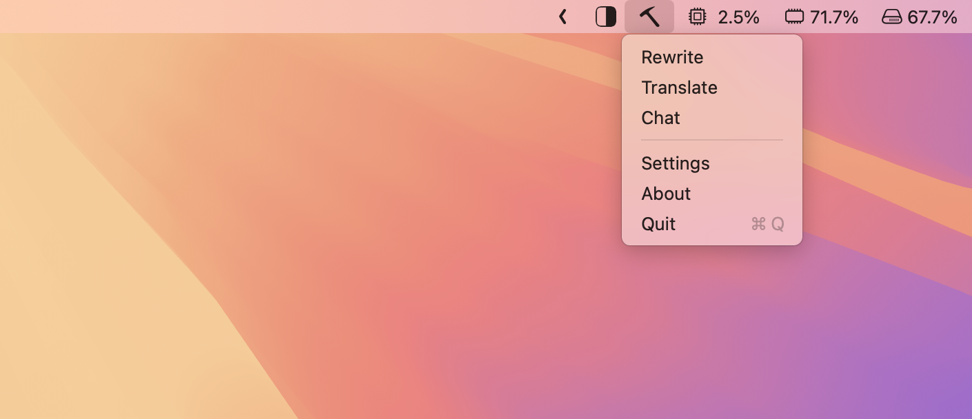 Wright LLM Menu Bar